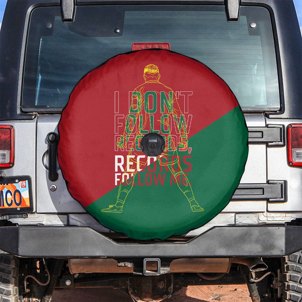 Portugal Football Number 7 GOAT Spare Tire Cover Records Follow Me Sports Quote Line Art