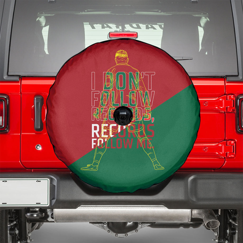 Portugal Football Number 7 GOAT Spare Tire Cover Records Follow Me Sports Quote Line Art
