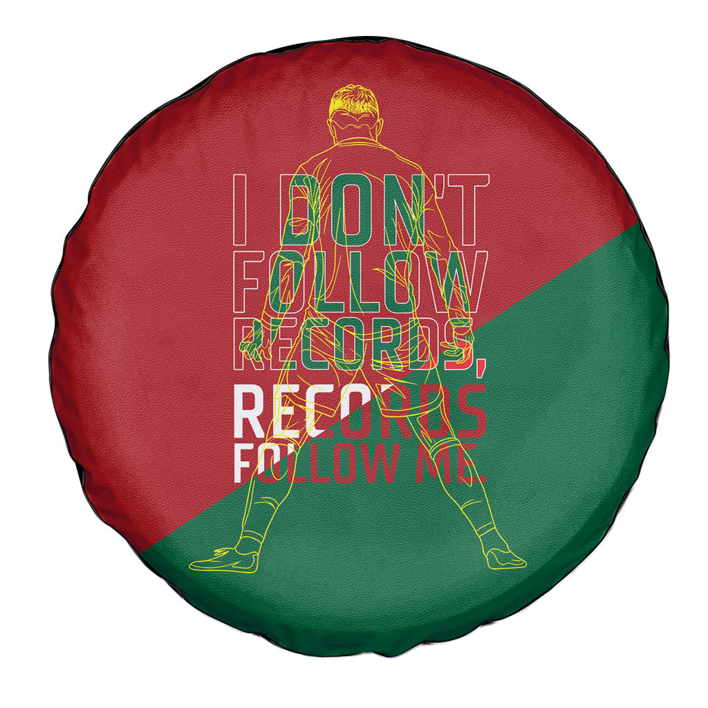 Portugal Football Number 7 GOAT Spare Tire Cover Records Follow Me Sports Quote Line Art