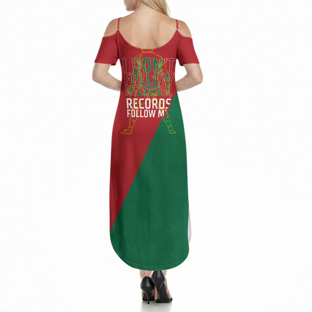Portugal Football Number 7 GOAT Summer Maxi Dress Records Follow Me Sports Quote Line Art
