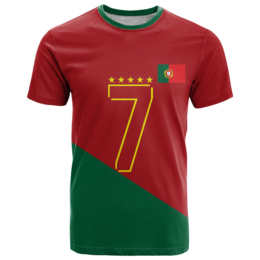 Portugal Football Number 7 GOAT T Shirt Records Follow Me Sports Quote Line Art