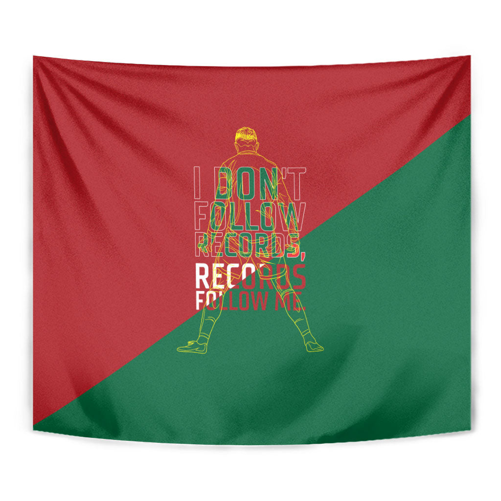 Portugal Football Number 7 GOAT Tapestry Records Follow Me Sports Quote Line Art