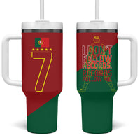 Portugal Football Number 7 GOAT Tumbler With Handle Records Follow Me Sports Quote Line Art