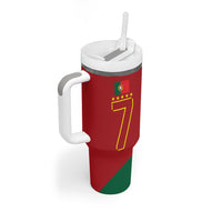 Portugal Football Number 7 GOAT Tumbler With Handle Records Follow Me Sports Quote Line Art
