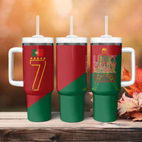Portugal Football Number 7 GOAT Tumbler With Handle Records Follow Me Sports Quote Line Art