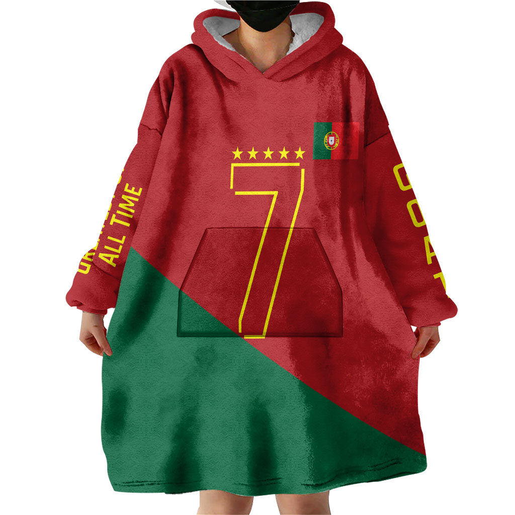 Portugal Football Number 7 GOAT Wearable Blanket Hoodie Records Follow Me Sports Quote Line Art
