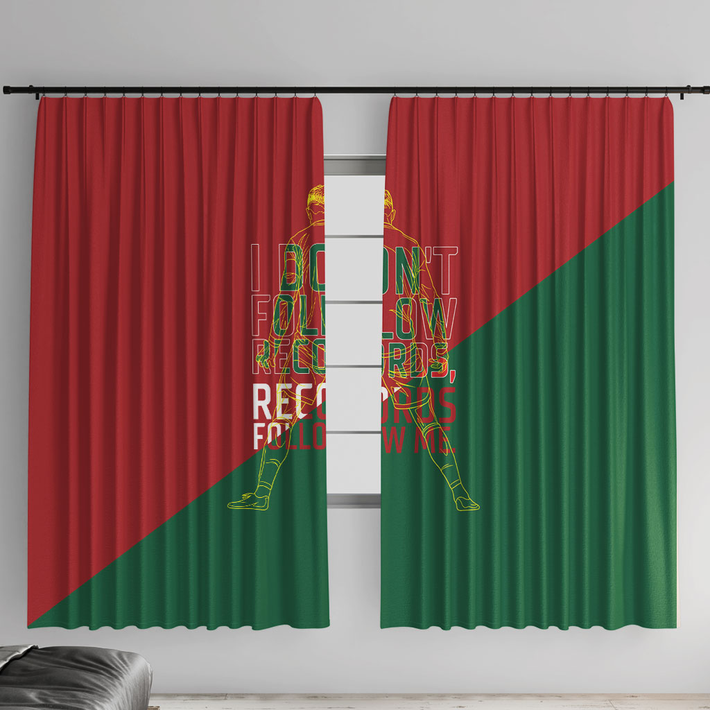 Portugal Football Number 7 GOAT Window Curtain Records Follow Me Sports Quote Line Art