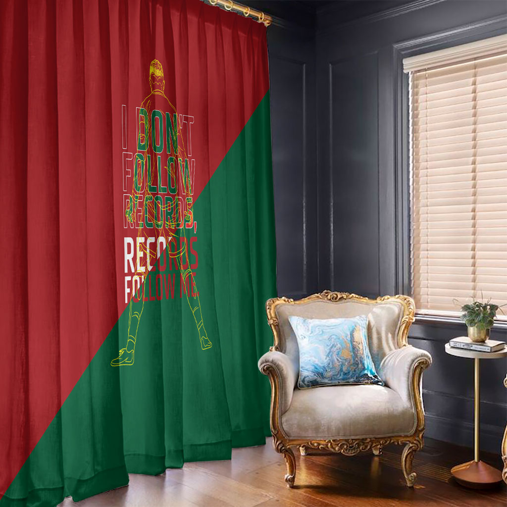 Portugal Football Number 7 GOAT Window Curtain Records Follow Me Sports Quote Line Art