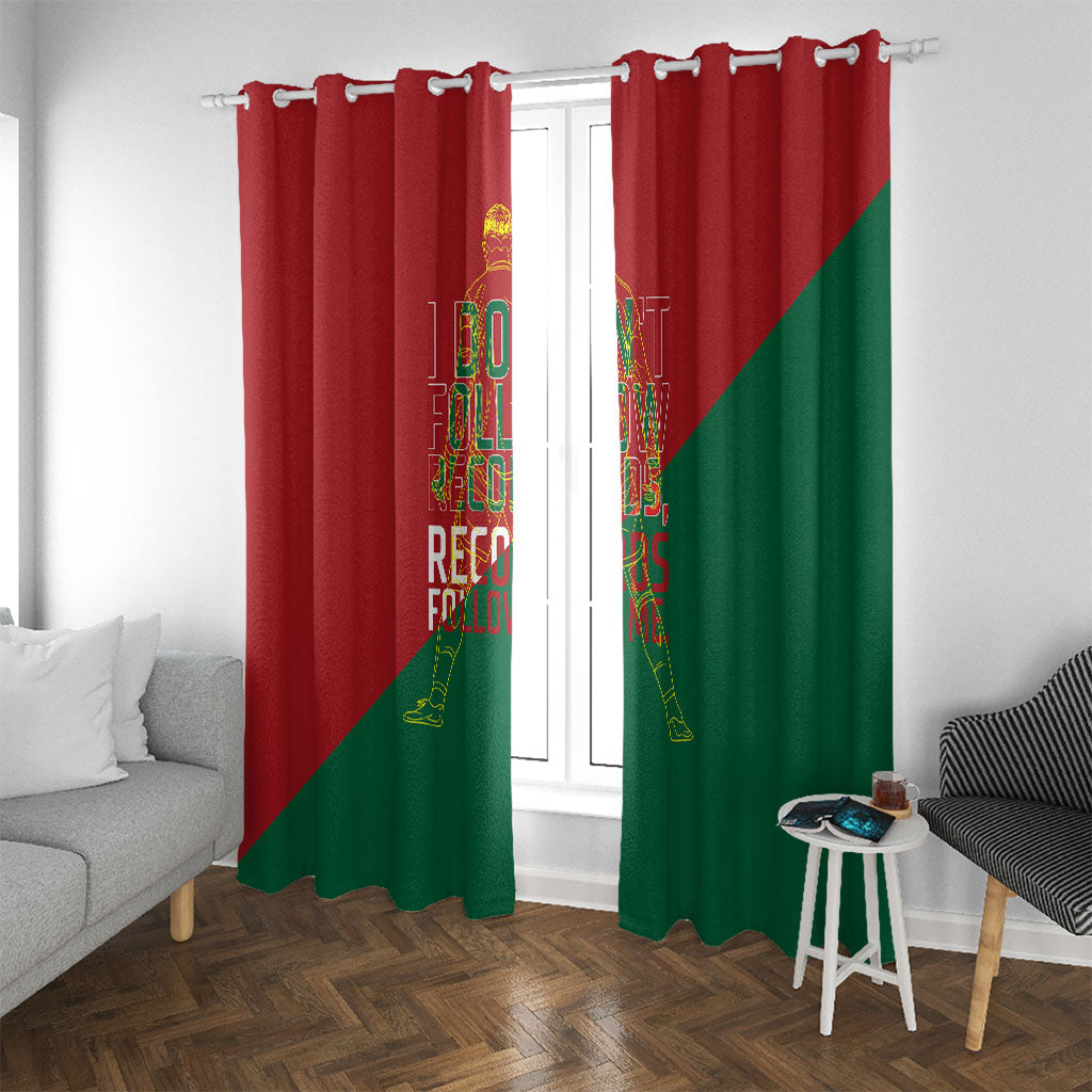 Portugal Football Number 7 GOAT Window Curtain Records Follow Me Sports Quote Line Art