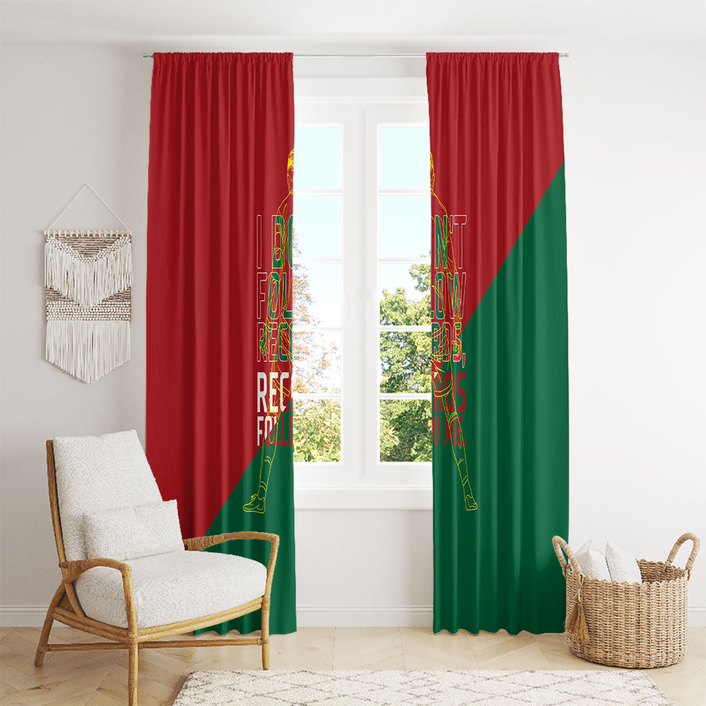 Portugal Football Number 7 GOAT Window Curtain Records Follow Me Sports Quote Line Art