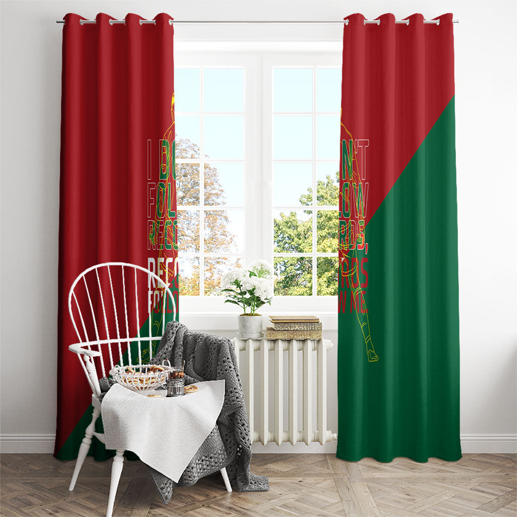 Portugal Football Number 7 GOAT Window Curtain Records Follow Me Sports Quote Line Art