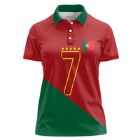 Portugal Football Number 7 GOAT Women Polo Shirt Records Follow Me Sports Quote Line Art