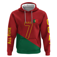 Portugal Football Number 7 GOAT Zip Hoodie Records Follow Me Sports Quote Line Art