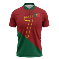 Portugal Football Number 7 GOAT Zipper Polo Shirt Records Follow Me Sports Quote Line Art