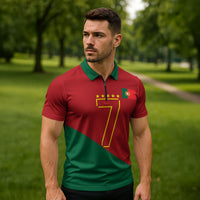 Portugal Football Number 7 GOAT Zipper Polo Shirt Records Follow Me Sports Quote Line Art