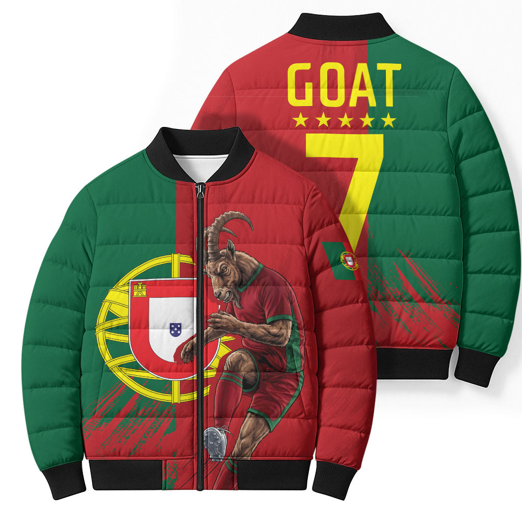 Portugal Football Goat Bomber Puffer Jacket Number 7 Greatest Of All Time Sports