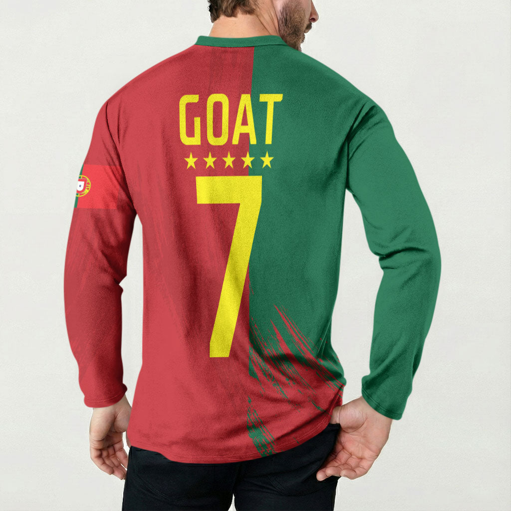 Portugal Football Goat Button Sweatshirt Number 7 Greatest Of All Time Sports