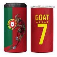 Portugal Football Goat 4 in 1 Can Cooler Tumbler Number 7 Greatest Of All Time Sports