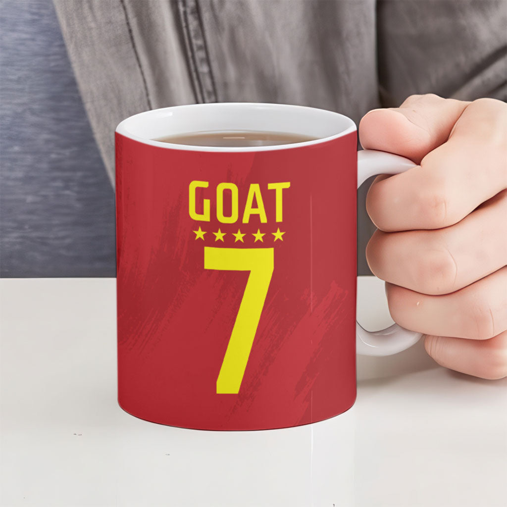Portugal Football Goat Ceramic Mug Number 7 Greatest Of All Time Sports