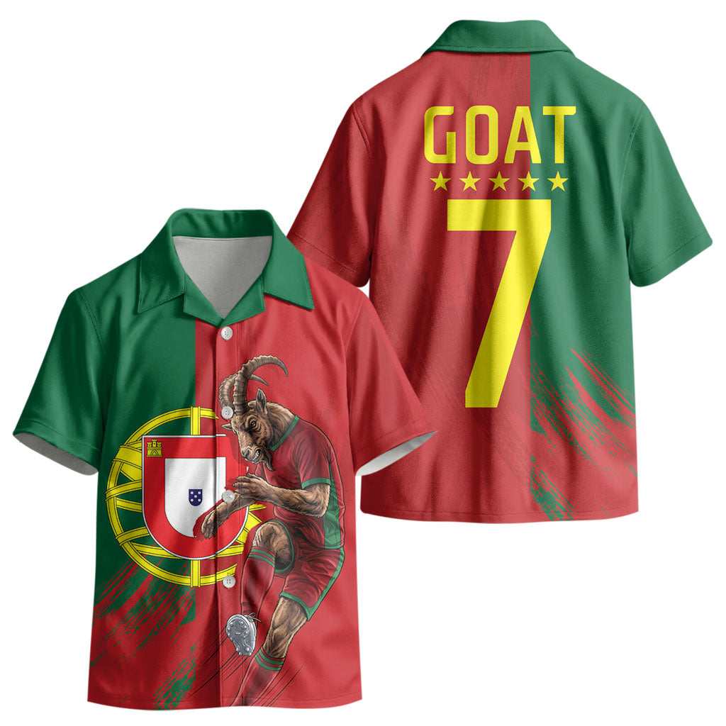 Portugal Football Goat Kid Hawaiian Shirt Number 7 Greatest Of All Time Sports
