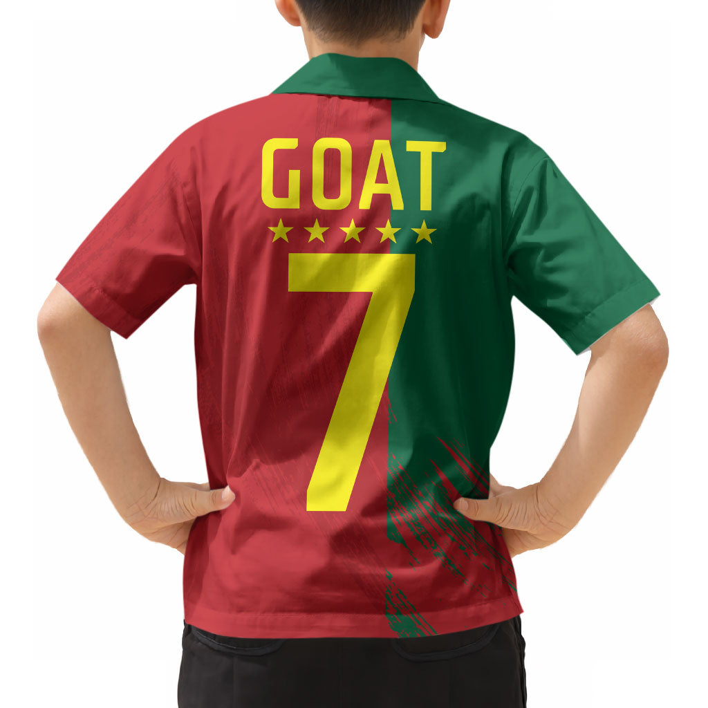 Portugal Football Goat Kid Hawaiian Shirt Number 7 Greatest Of All Time Sports