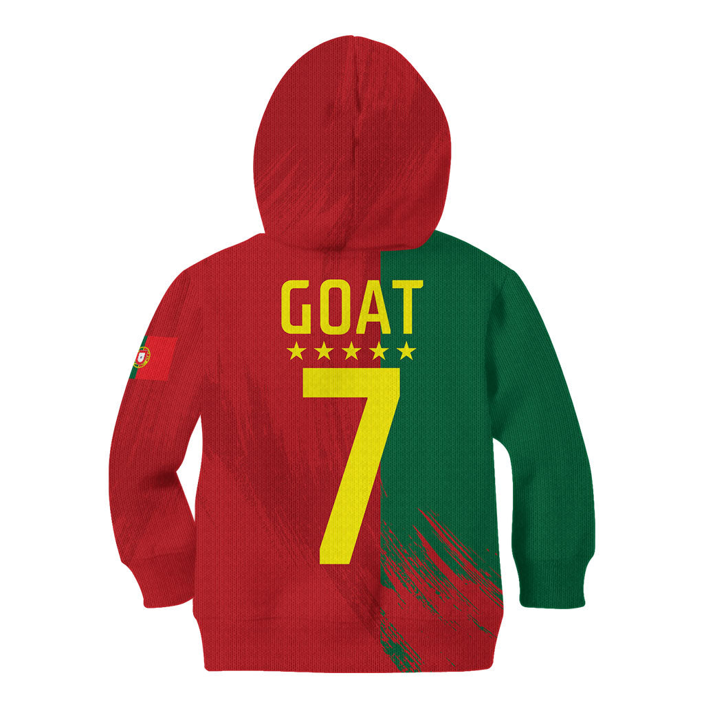 Portugal Football Goat Kid Hoodie Number 7 Greatest Of All Time Sports