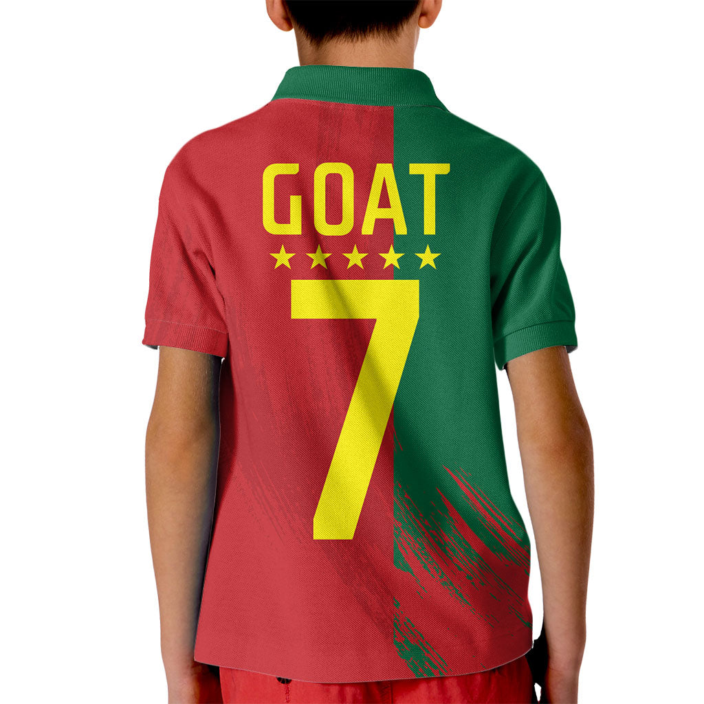 Portugal Football Goat Kid Polo Shirt Number 7 Greatest Of All Time Sports