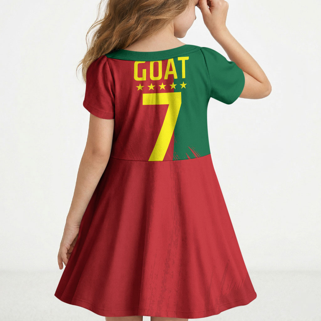 Portugal Football Goat Kid Short Sleeve Dress Number 7 Greatest Of All Time Sports