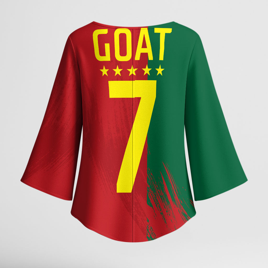 Portugal Football Goat Kimono Sleeve Blouse Number 7 Greatest Of All Time Sports