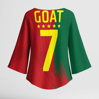 Portugal Football Goat Kimono Sleeve Blouse Number 7 Greatest Of All Time Sports