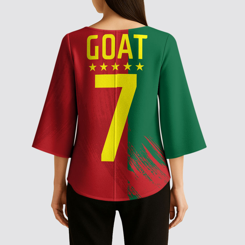 Portugal Football Goat Kimono Sleeve Blouse Number 7 Greatest Of All Time Sports