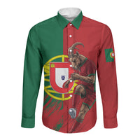 Portugal Football Goat Long Sleeve Button Shirt Number 7 Greatest Of All Time Sports
