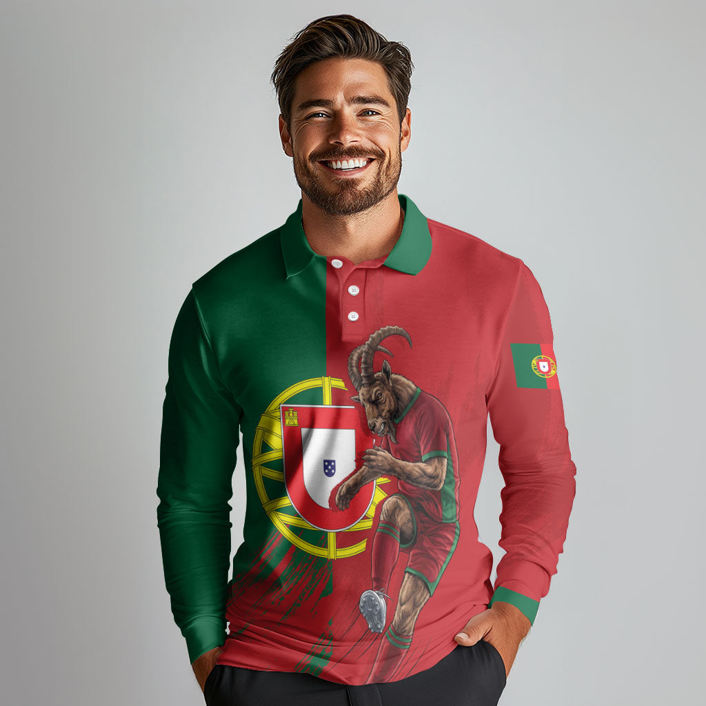 Portugal Football Goat Long Sleeve Polo Shirt Number 7 Greatest Of All Time Sports