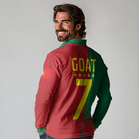 Portugal Football Goat Long Sleeve Polo Shirt Number 7 Greatest Of All Time Sports
