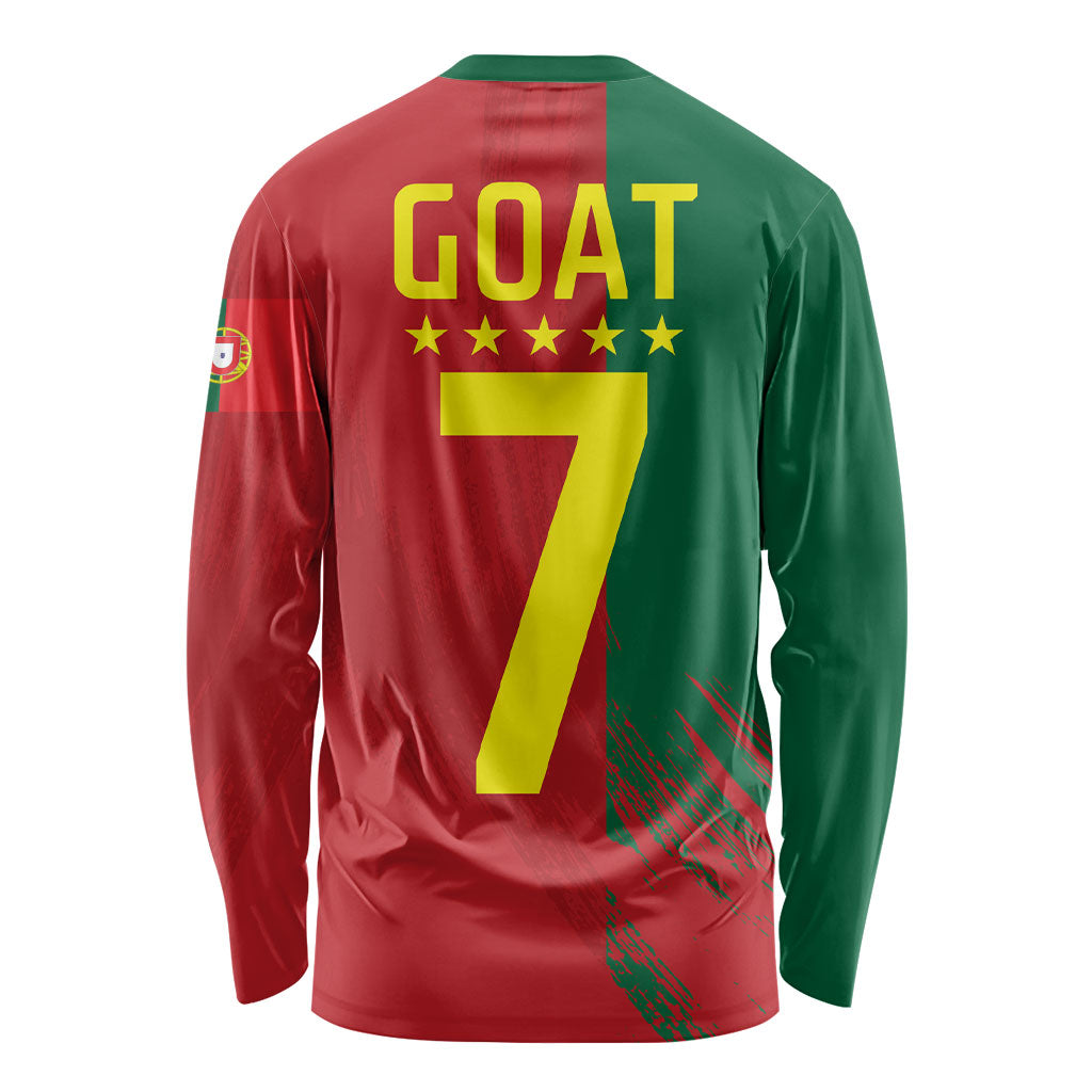 Portugal Football Goat Long Sleeve Shirt Number 7 Greatest Of All Time Sports