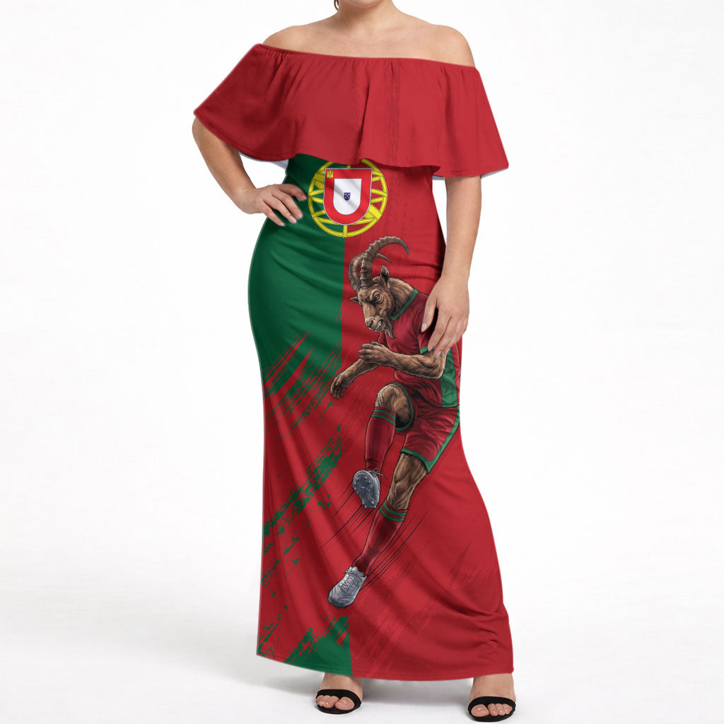 Portugal Football Goat Off Shoulder Maxi Dress Number 7 Greatest Of All Time Sports