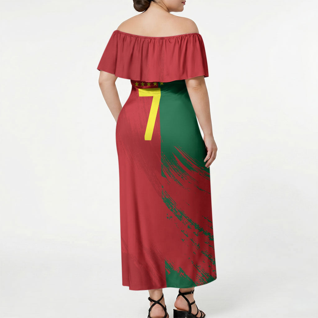 Portugal Football Goat Off Shoulder Maxi Dress Number 7 Greatest Of All Time Sports
