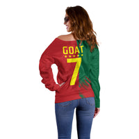 Portugal Football Goat Off Shoulder Sweater Number 7 Greatest Of All Time Sports