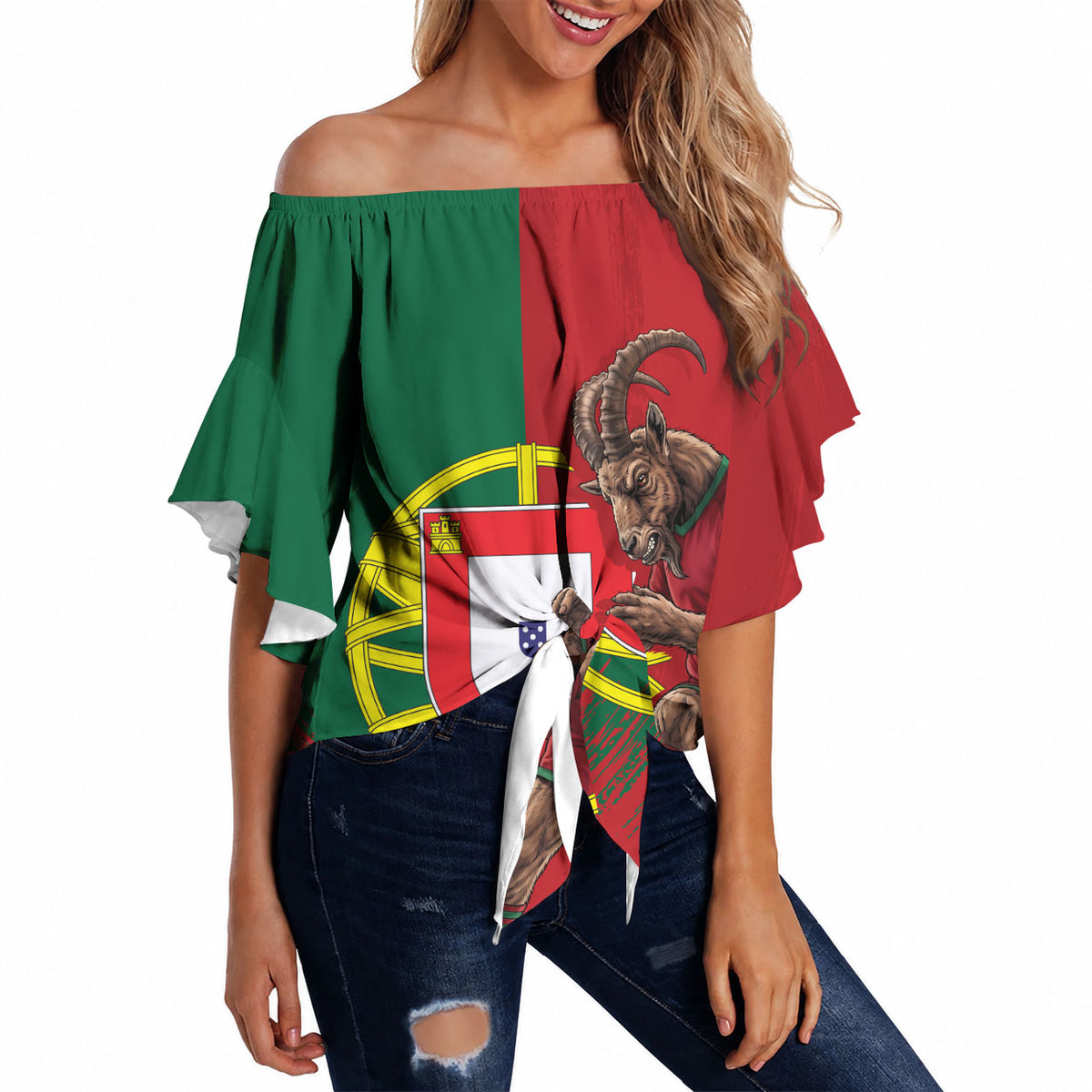 Portugal Football Goat Off Shoulder Wrap Waist Top Number 7 Greatest Of All Time Sports
