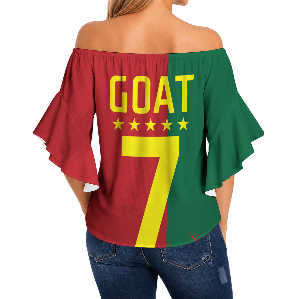 Portugal Football Goat Off Shoulder Wrap Waist Top Number 7 Greatest Of All Time Sports