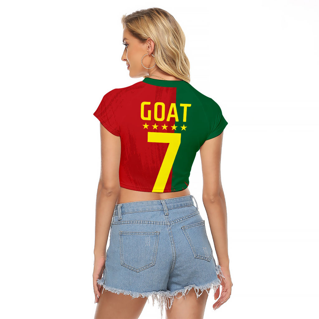 Portugal Football Goat Raglan Cropped T Shirt Number 7 Greatest Of All Time Sports