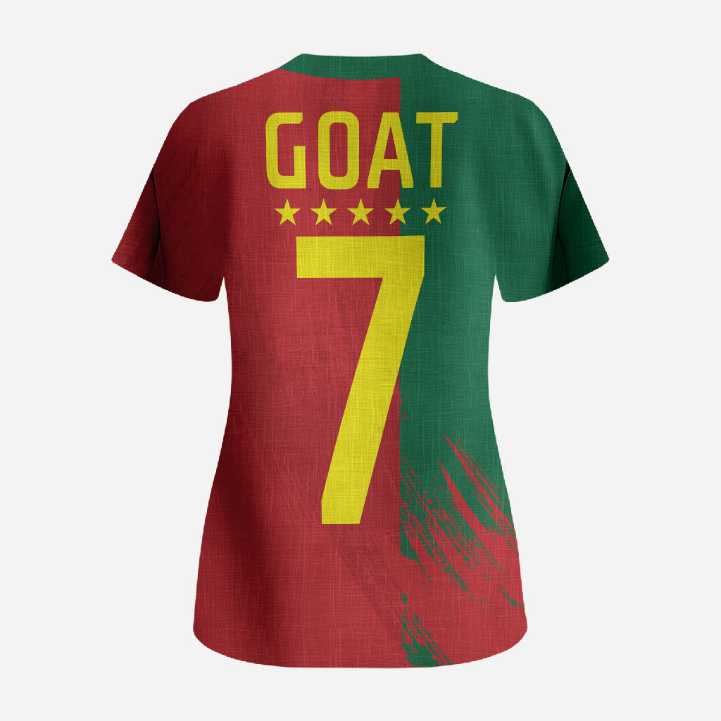 Portugal Football Goat Scrub Top Number 7 Greatest Of All Time Sports