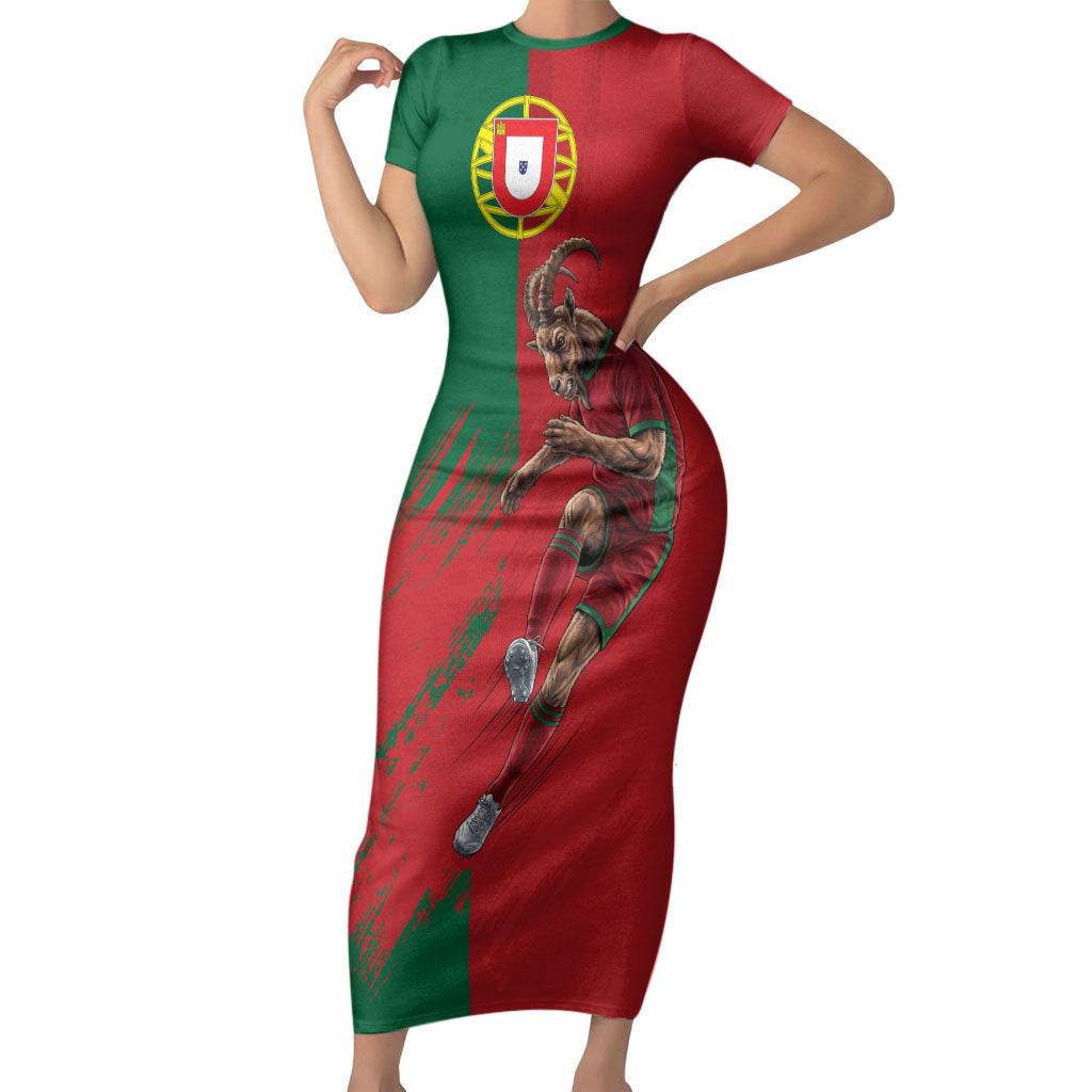Portugal Football Goat Short Sleeve Bodycon Dress Number 7 Greatest Of All Time Sports