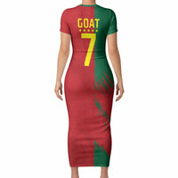 Portugal Football Goat Short Sleeve Bodycon Dress Number 7 Greatest Of All Time Sports