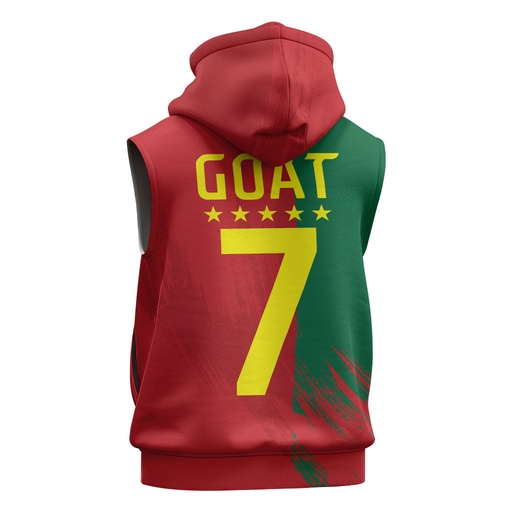 Portugal Football Goat Sleeveless Hoodie Number 7 Greatest Of All Time Sports