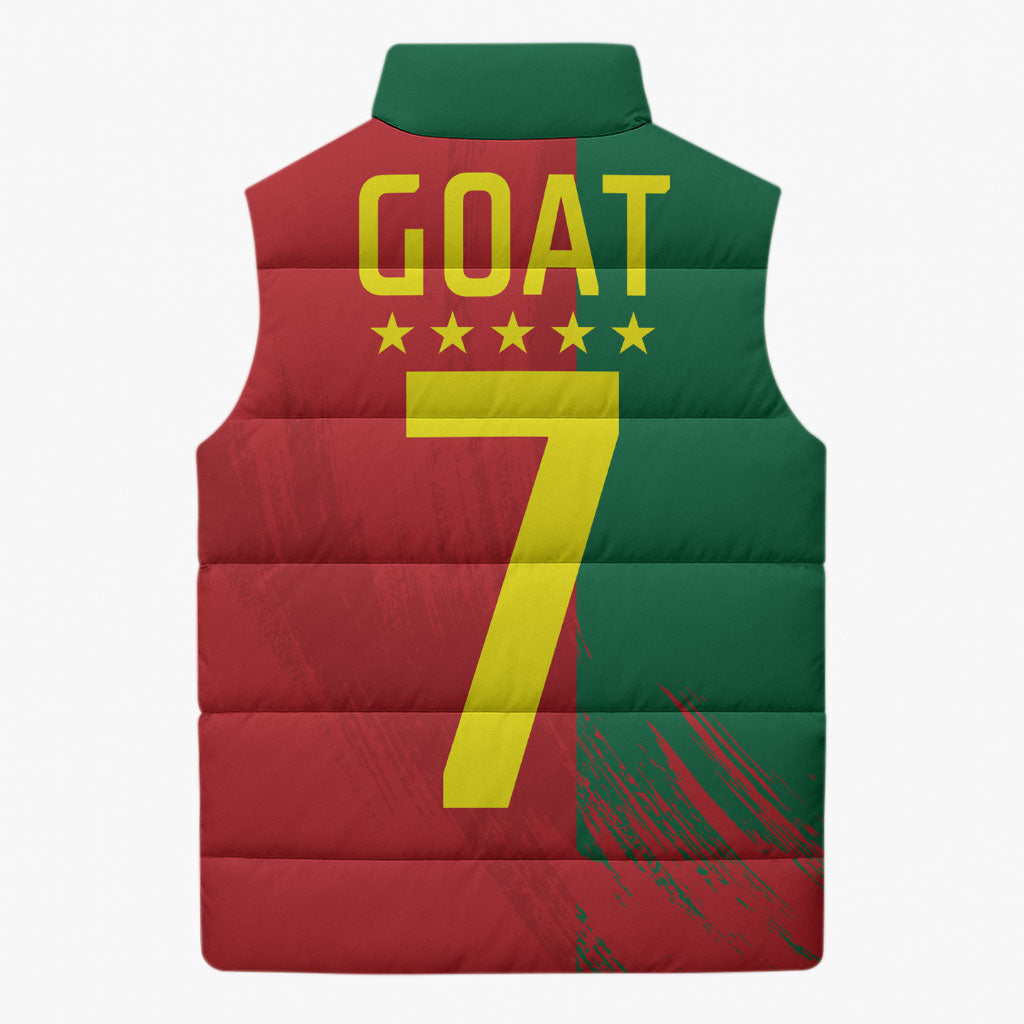 Portugal Football Goat Sleeveless Puffer Jacket Number 7 Greatest Of All Time Sports