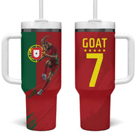 Portugal Football Goat Tumbler With Handle Number 7 Greatest Of All Time Sports