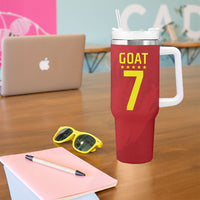 Portugal Football Goat Tumbler With Handle Number 7 Greatest Of All Time Sports