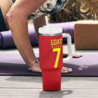 Portugal Football Goat Tumbler With Handle Number 7 Greatest Of All Time Sports