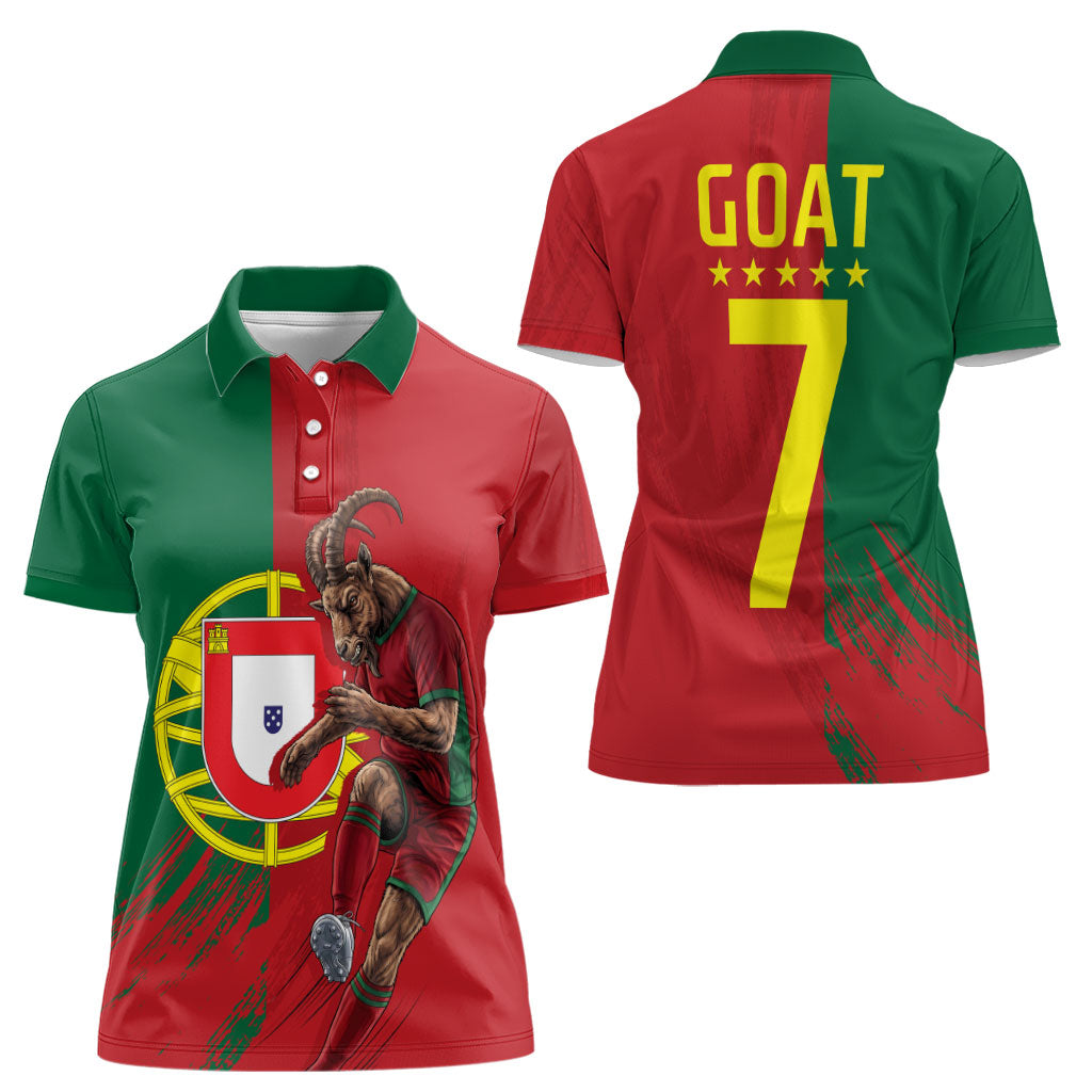 Portugal Football Goat Women Polo Shirt Number 7 Greatest Of All Time Sports